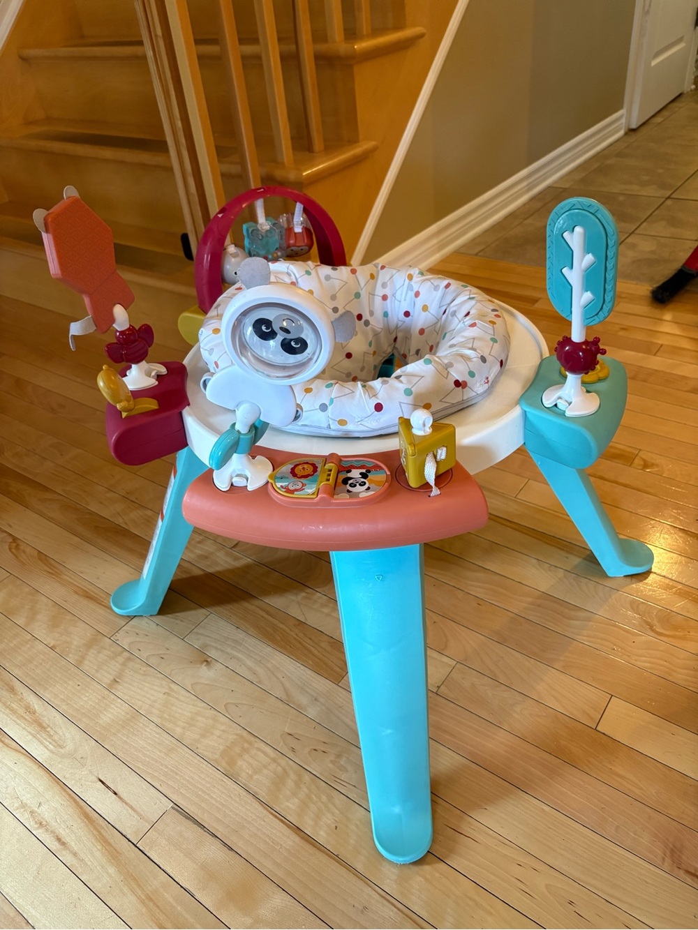 Baby Activity Station in Teal, Coral & White - Interactive Play Seat